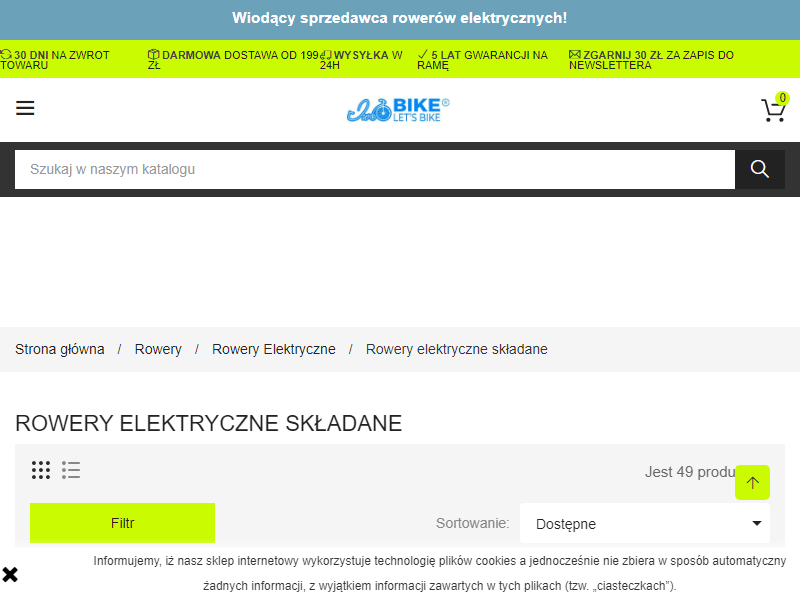 Sklep z rowerami elektrycznymi składakami